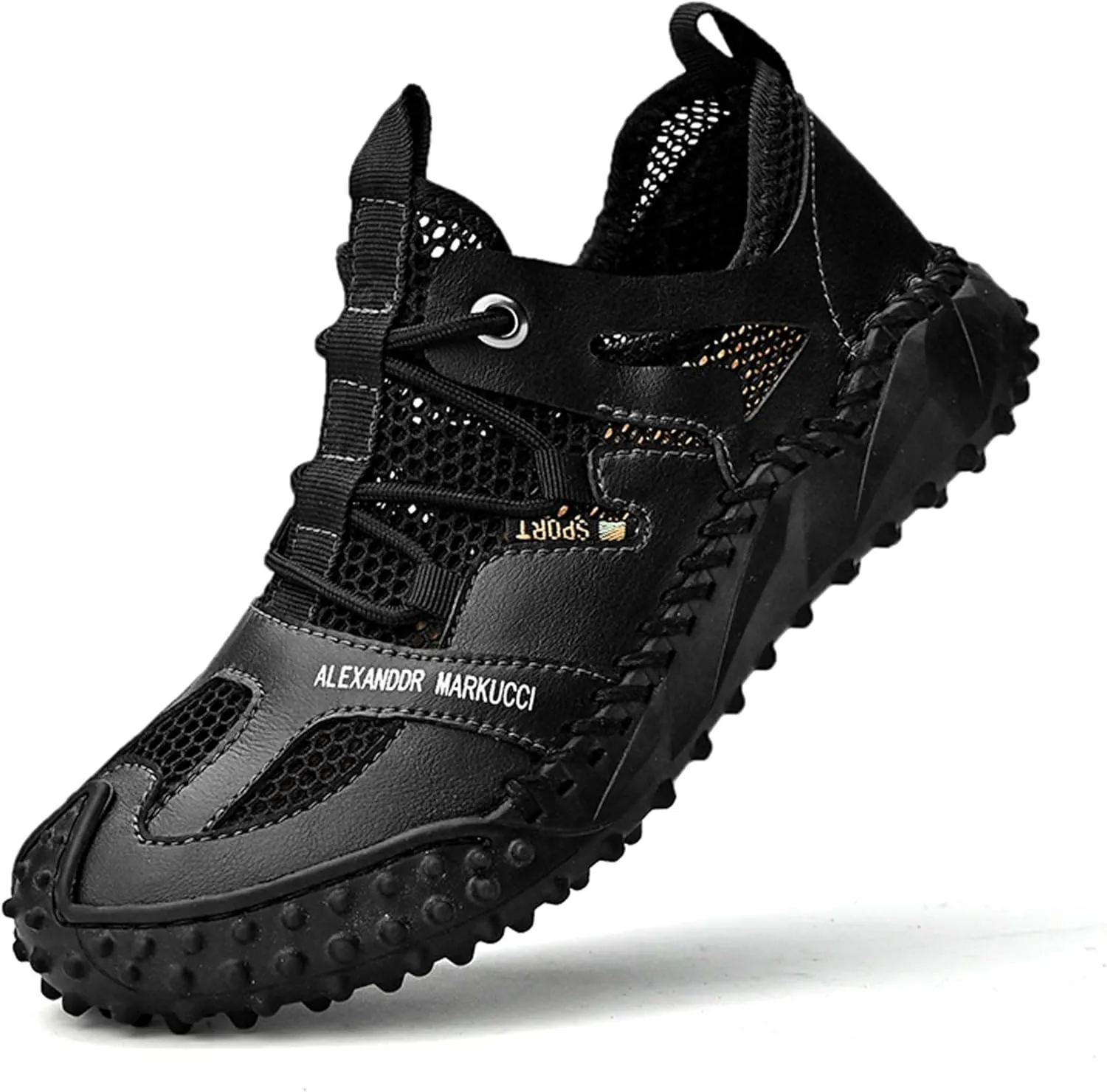 Men's Closed Toe Sandals-Summer Sports Sandals-Casual Breathable Mesh Handmade Sandals-Casual Sneakers-Quick Drying Beach Sandals-Outdoor Non-Slip Hiking Trail Climbing Shoes