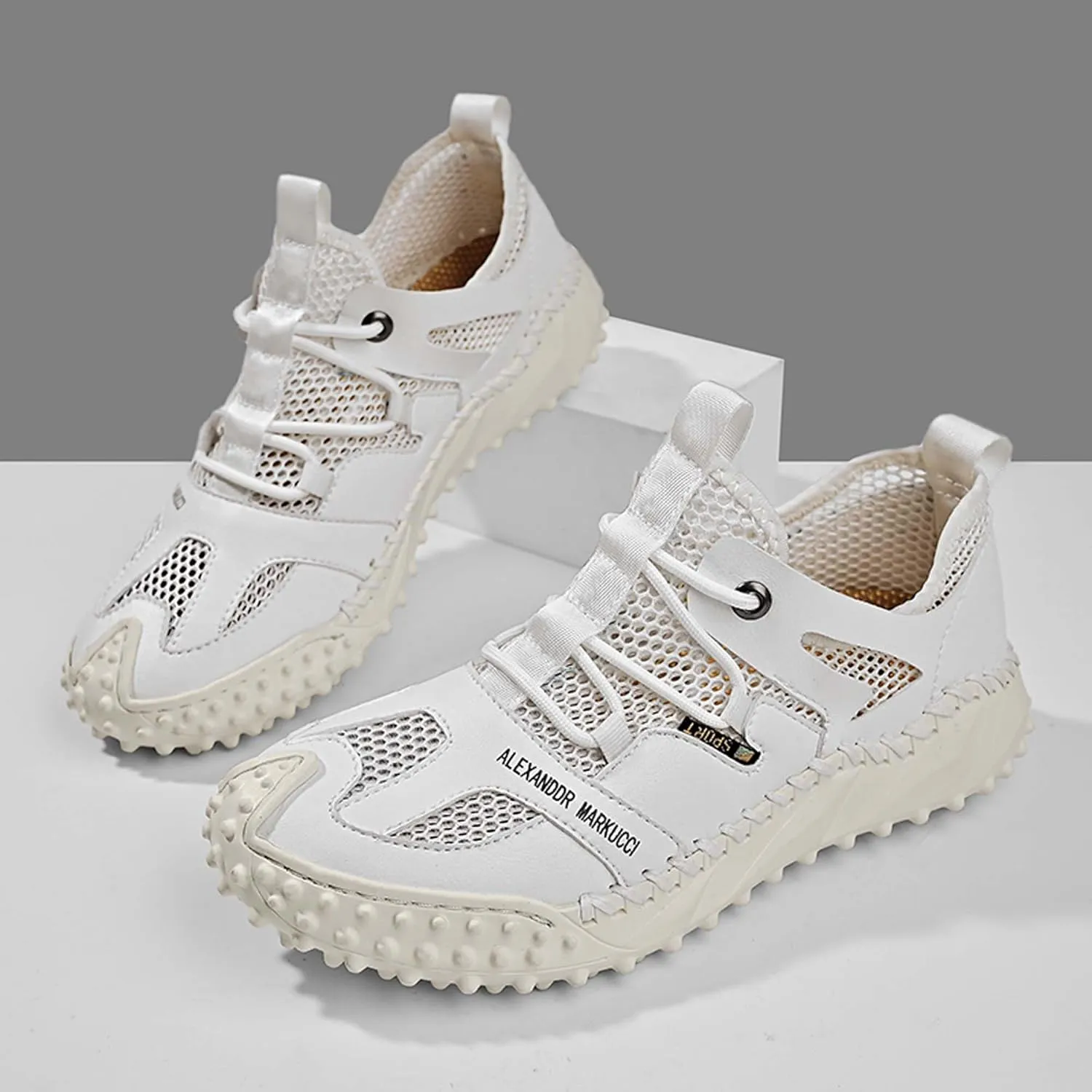 Men's Closed Toe Sandals-Summer Sports Sandals-Casual Breathable Mesh Handmade Sandals-Casual Sneakers-Quick Drying Beach Sandals-Outdoor Non-Slip Hiking Trail Climbing Shoes