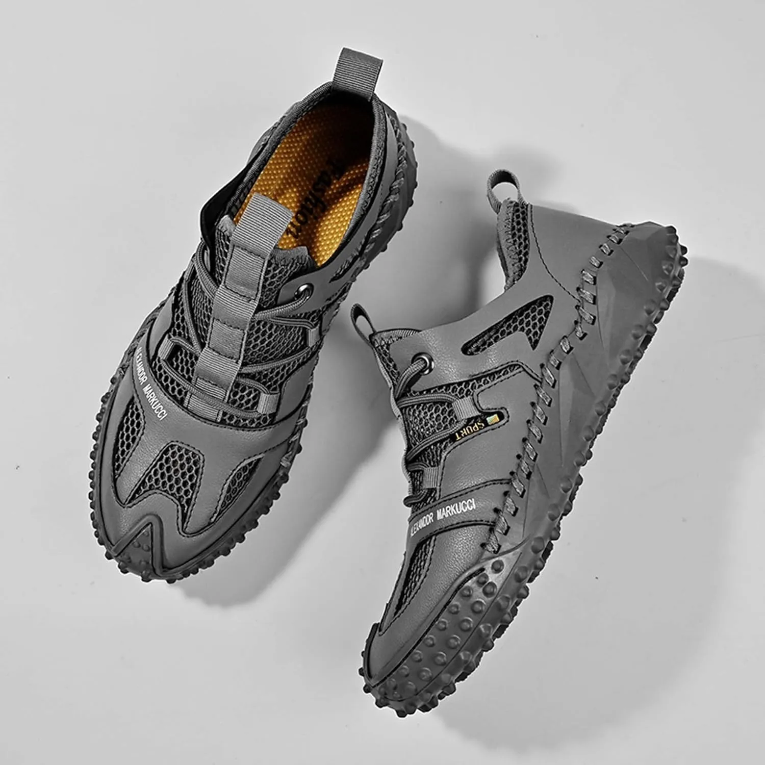 Men's Closed Toe Sandals-Summer Sports Sandals-Casual Breathable Mesh Handmade Sandals-Casual Sneakers-Quick Drying Beach Sandals-Outdoor Non-Slip Hiking Trail Climbing Shoes