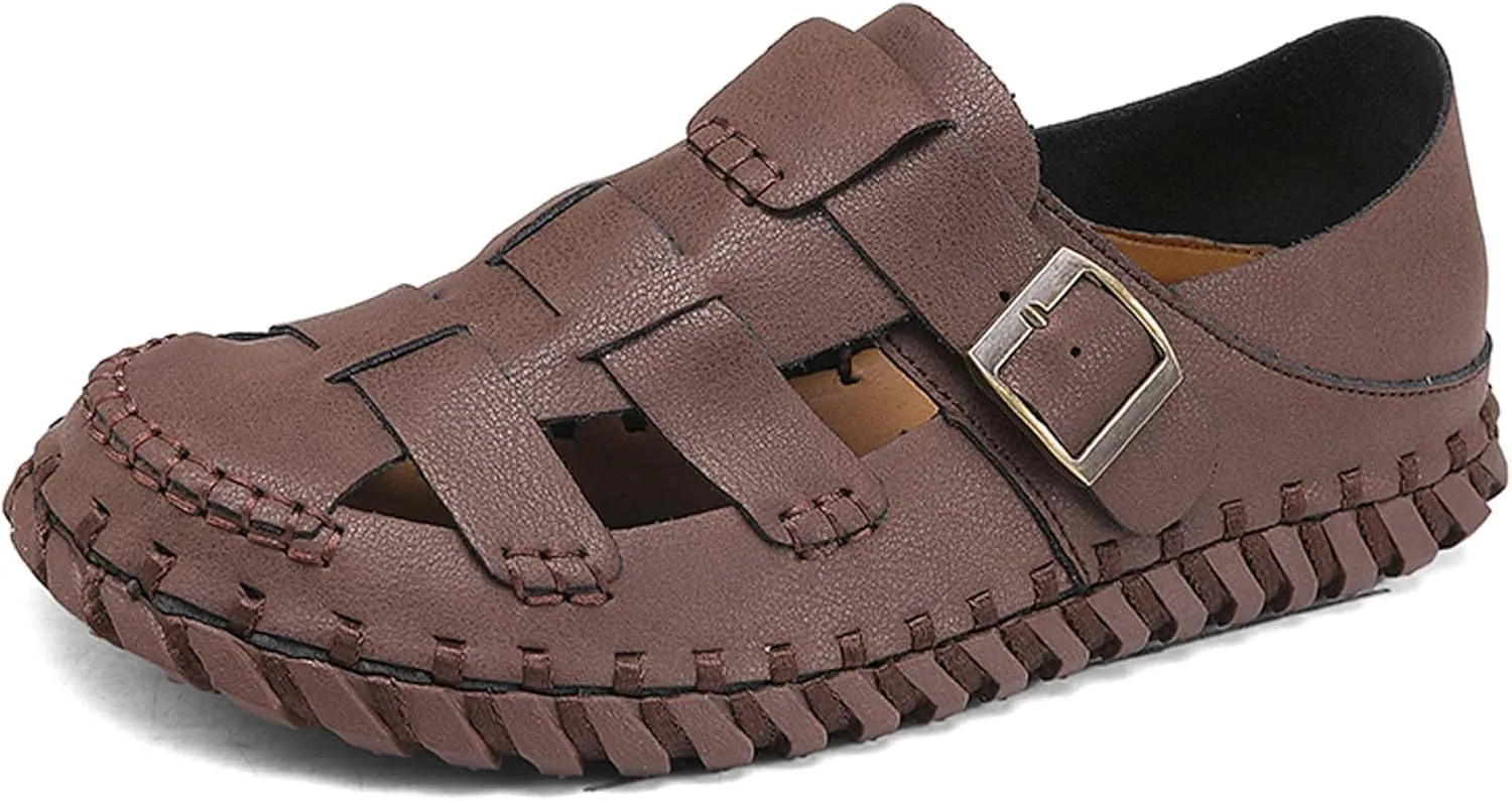 Men's Closed Toe Sport Sandals Breathable Hollow Beach Fisherman Shoes Comfortable Outdoor Casual Walking Work Shoes