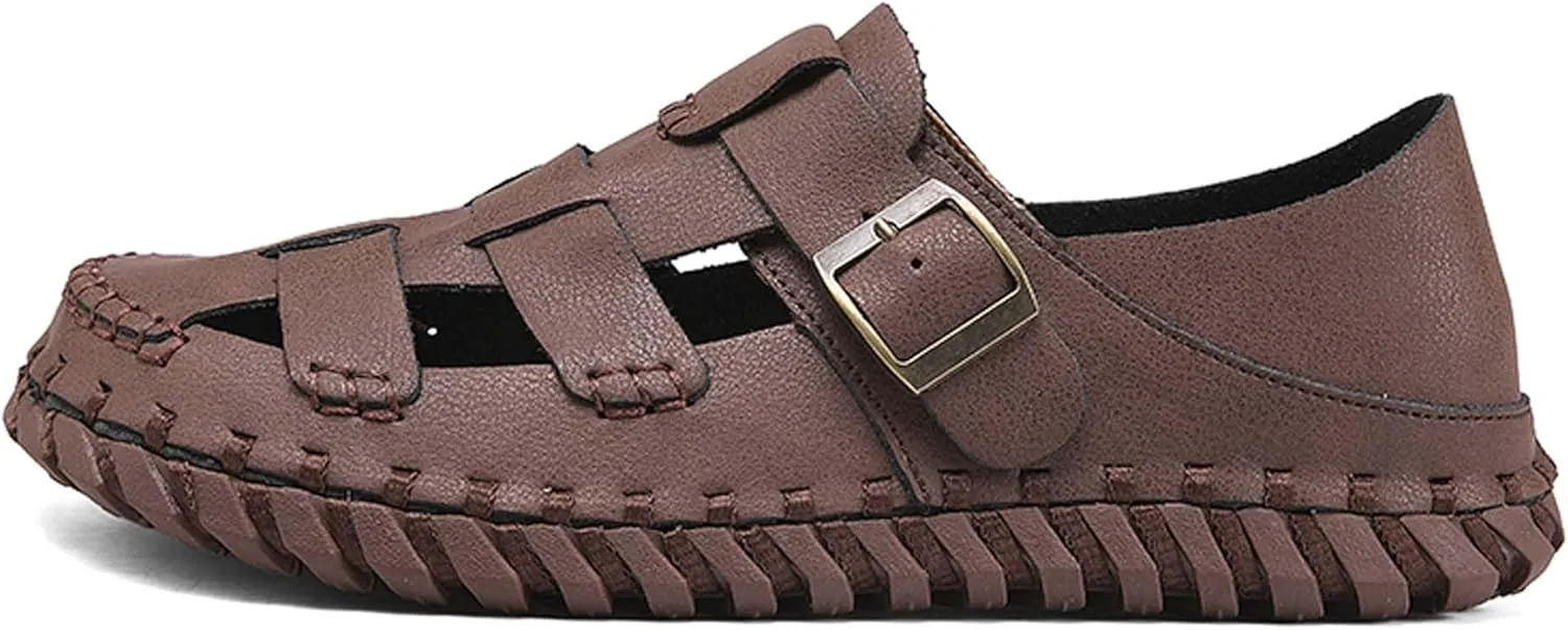 Men's Closed Toe Sport Sandals Breathable Hollow Beach Fisherman Shoes Comfortable Outdoor Casual Walking Work Shoes