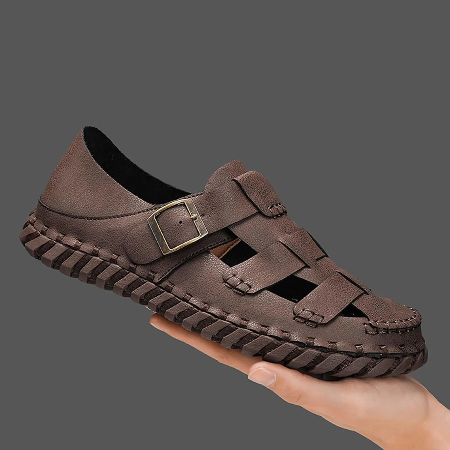 Men's Closed Toe Sport Sandals Breathable Hollow Beach Fisherman Shoes Comfortable Outdoor Casual Walking Work Shoes