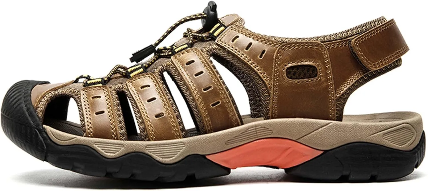 Men's Closed Toe Sport Sandals Summer Waterproof Walking Sandals Quick Dry Water Sandals Lightweight Beach Swimming Fisherman Shoes-5-14 US Size