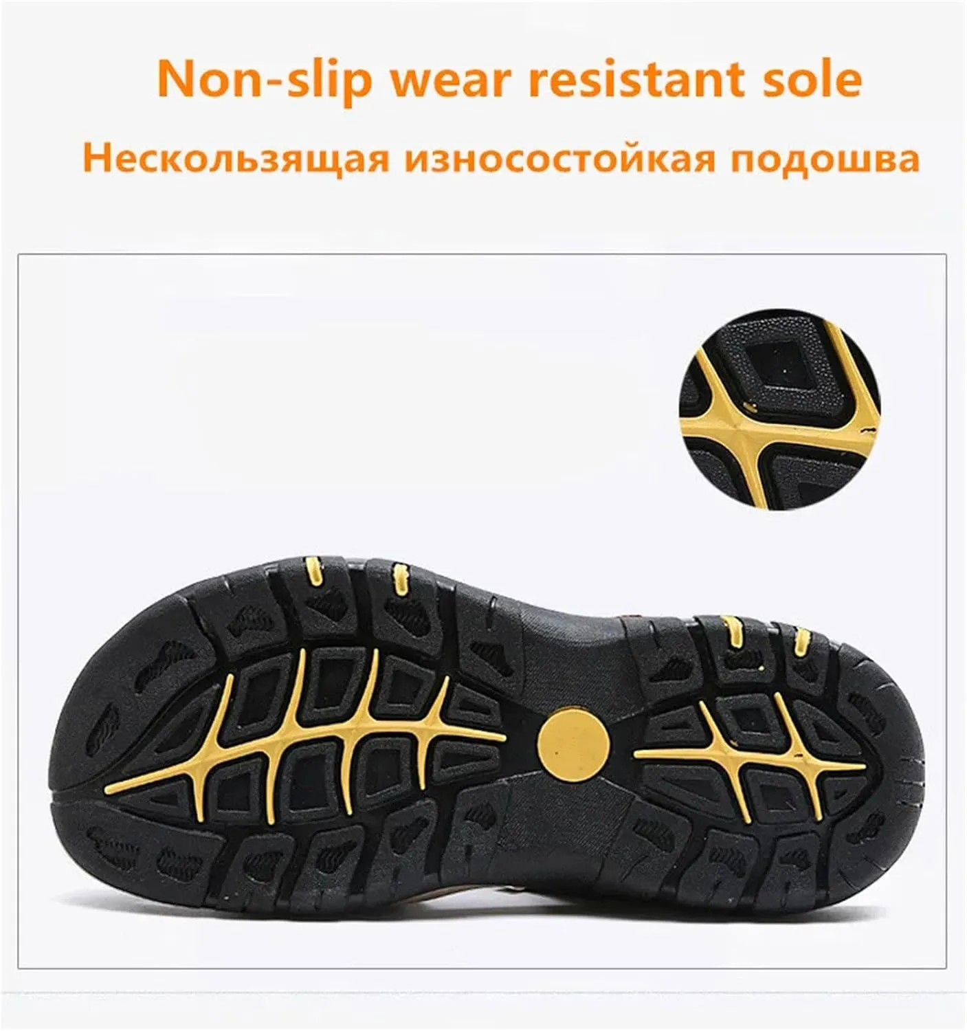 Men's Leather Beach Sandals - Non-Slip Outdoor Shoes with Durable Construction