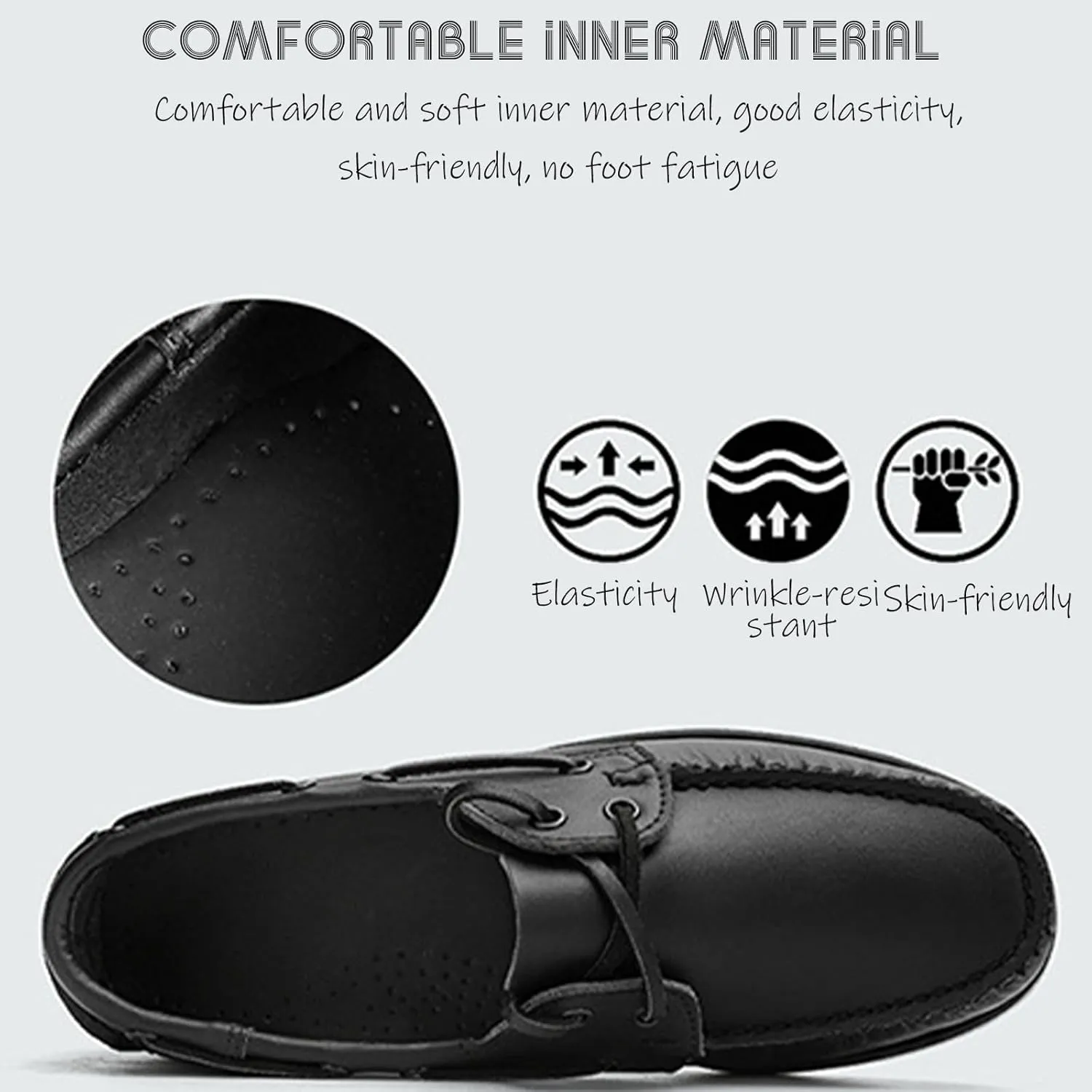 Men's Leather Flat Lace-Up 2-Eye Boat Shoes Retro Rounded Wide Toe Slip-On Comfor Moccasins Loafers Soft Sole Non Slip lace up Casual Business Work Walking Driving Shoes