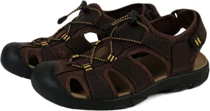 Men's Leather Hiking Sandals Outdoor Sports Summer Beach Fisherman Sandals Leather Sandal Closed Toe Walking Trekking Driving Sandals Casual Breathable Athletic Shoes