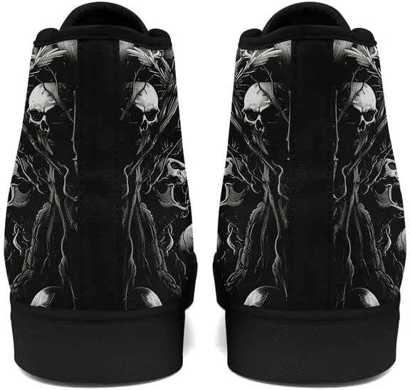 Men's Skull Canvas High Top Shoes Classic Fashion High Top Sneakers Unisex Casual Lace Up Tennis Shoes