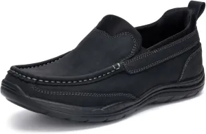 Mens Slip On Loafers Casual Hands Free Slip in Shoes Step in Walking Leather Shoes for Men with Breathable Comfort