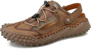 Men's Sport Sandals Outdoor Hiking Sandals Closed Toe Leather Athletic Trail Sandals