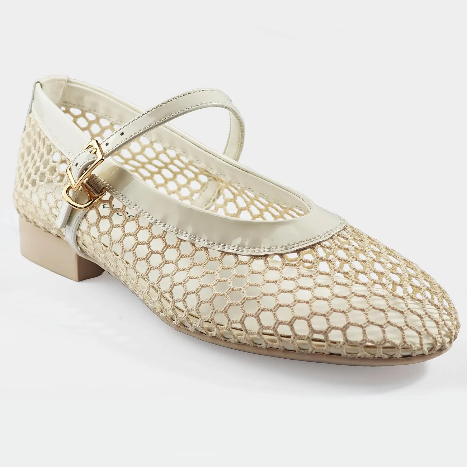 Mesh Flats for Women Ballet Mary Jane Flats Buckle Strap Comfy Casual Office Daily Ballerina Flat Women Shoes