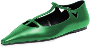 Milooey shoes Women Closed Square Toe Ballet Flats Comfy Buckled T-Strap Mary Jane Flats Sexy Cutout Dress Party Shoes Size 4-16 Us