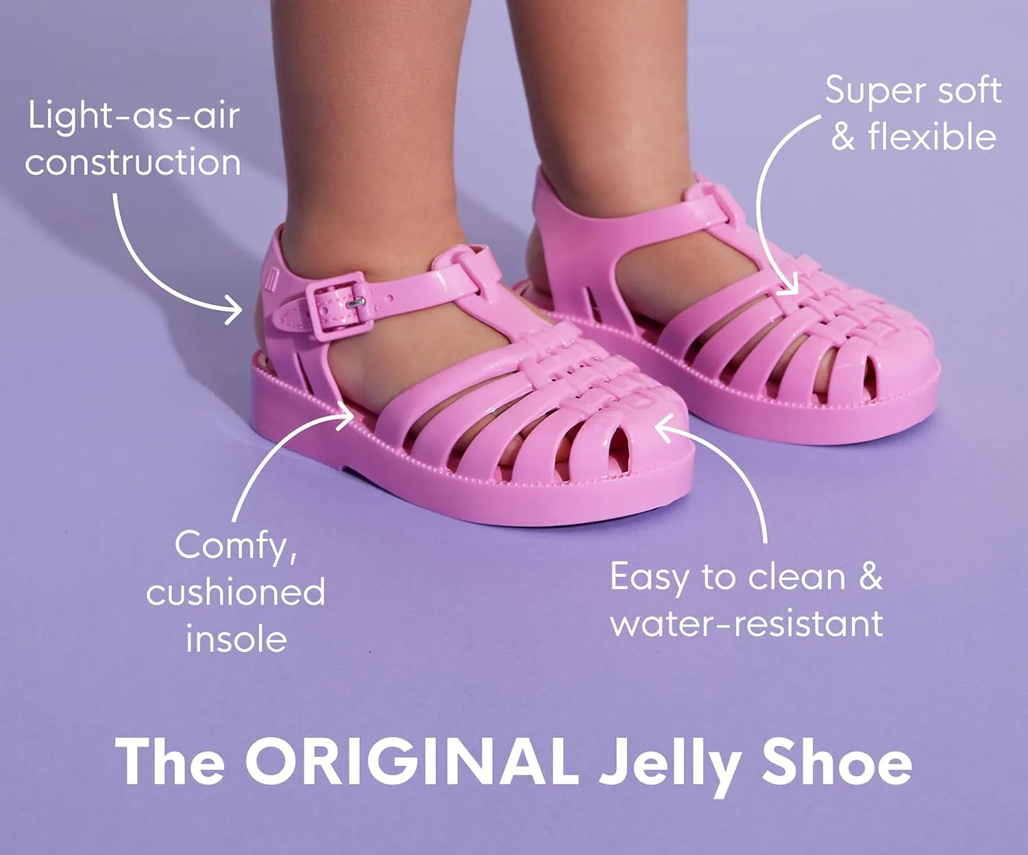 mini melissa Sun Laguna Sandals for Kids - Open Toe Jelly Sandals for Girls with Adjustable Ankle Strap, Kids Jelly Shoes