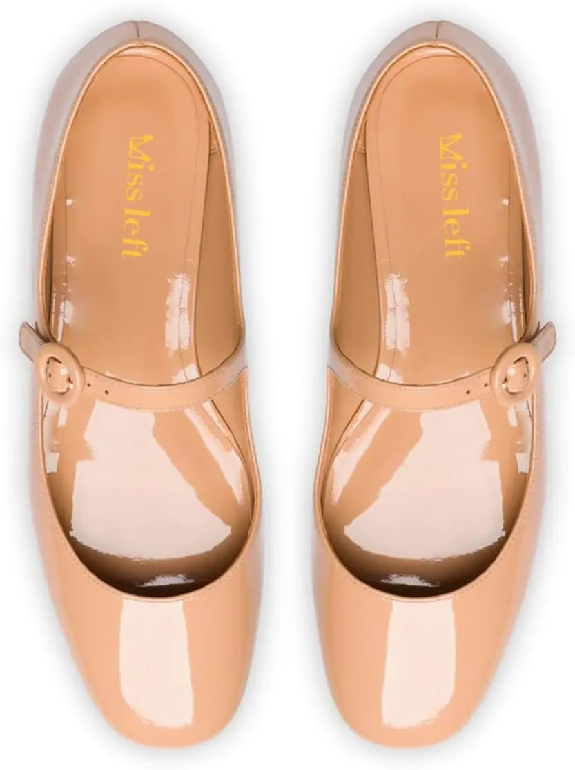 miss left Women Classic Adjustable Single Strap Buckle Mary Jane Flats Round Toe Comfortable Party Dress Daily Shoes Size 4-16 US