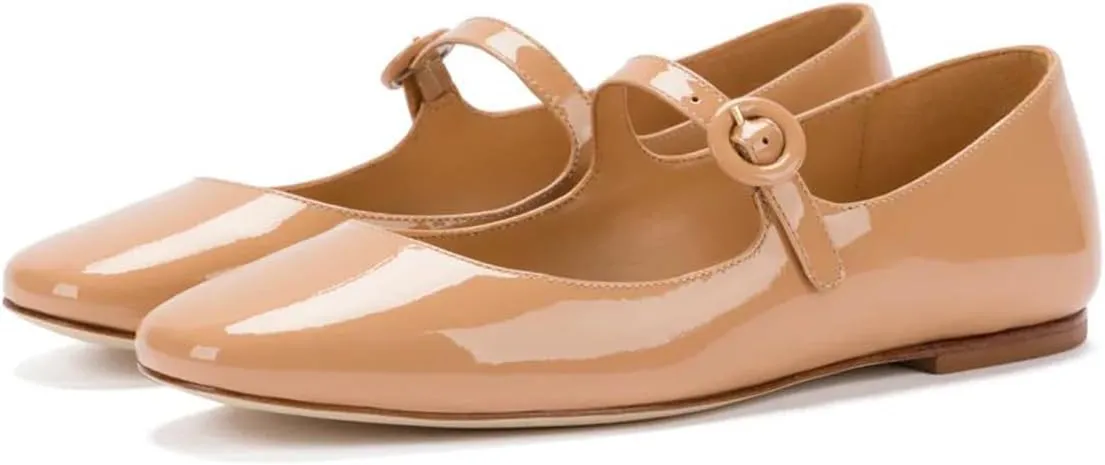 miss left Women Classic Adjustable Single Strap Buckle Mary Jane Flats Round Toe Comfortable Party Dress Daily Shoes Size 4-16 US