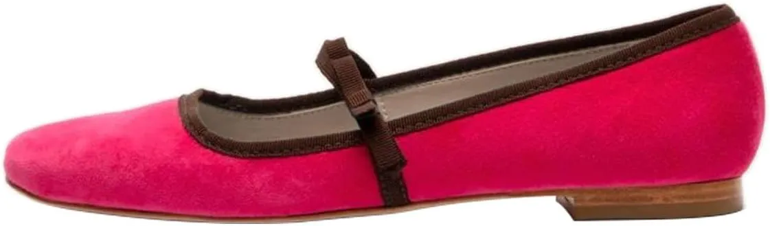 miss left Women Lovely Single Elastic Strap Flat Mary Janes Square Toe Comfortable Office Party Dress Shoes Size 4-16 US