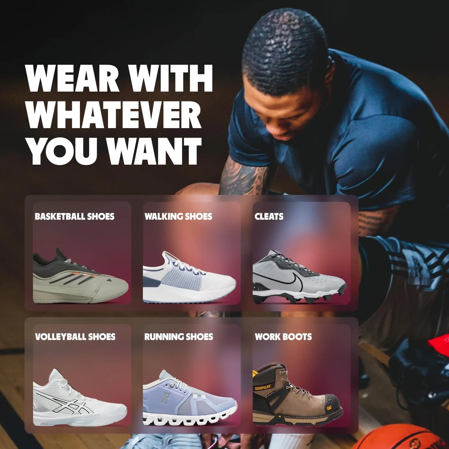 MOVE Baseline - All-Purpose Insoles - Sock Liner - Ultra Thin Shock Absorption - Maximum Freedom of Movement and Energy Return for Cleats, Shoes, Running, Basketball, Baseball (M8-8.5/WM9.5-10)