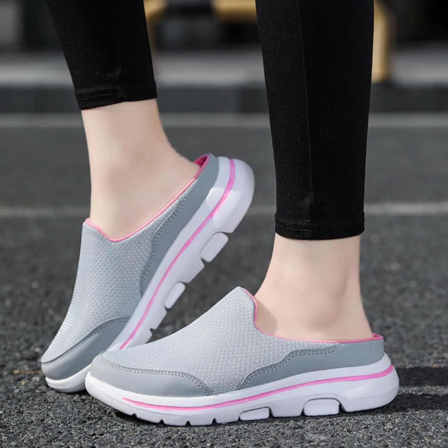 Mules for Women 2025 Slip On Mules & Clogs Light Open Back Shoes Comfort Walking Shoes Breathable Slippers Closed Toe Slides Mesh Air Cushion Orthopedic Diabetic Shoe with Arch-Support