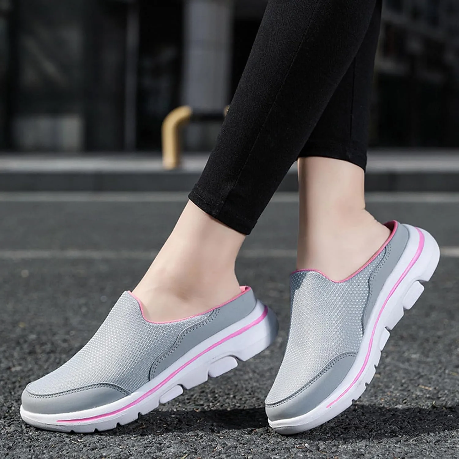 Mules for Women 2025 Slip On Mules & Clogs Light Open Back Shoes Comfort Walking Shoes Breathable Slippers Closed Toe Slides Mesh Air Cushion Orthopedic Diabetic Shoe with Arch-Support