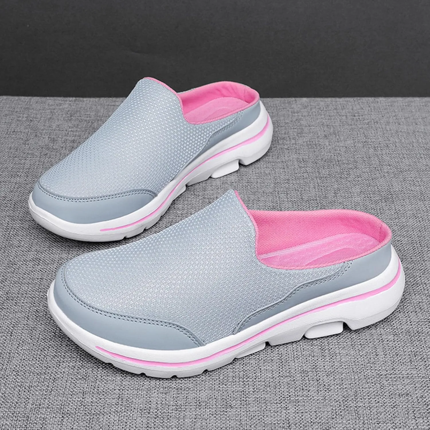Mules for Women 2025 Slip On Mules & Clogs Light Open Back Shoes Comfort Walking Shoes Breathable Slippers Closed Toe Slides Mesh Air Cushion Orthopedic Diabetic Shoe with Arch-Support