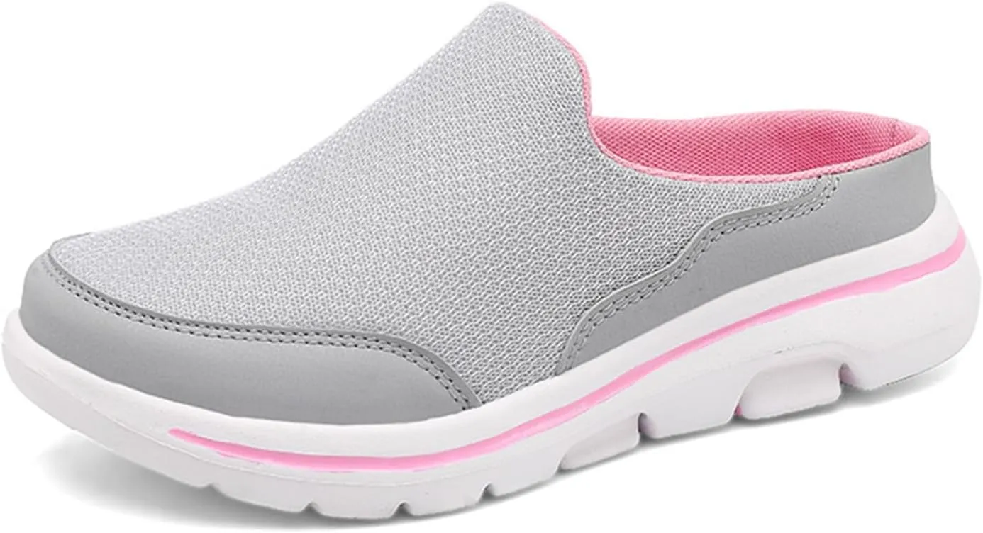 Mules for Women 2025 Slip On Mules & Clogs Light Open Back Shoes Comfort Walking Shoes Breathable Slippers Closed Toe Slides Mesh Air Cushion Orthopedic Diabetic Shoe with Arch-Support