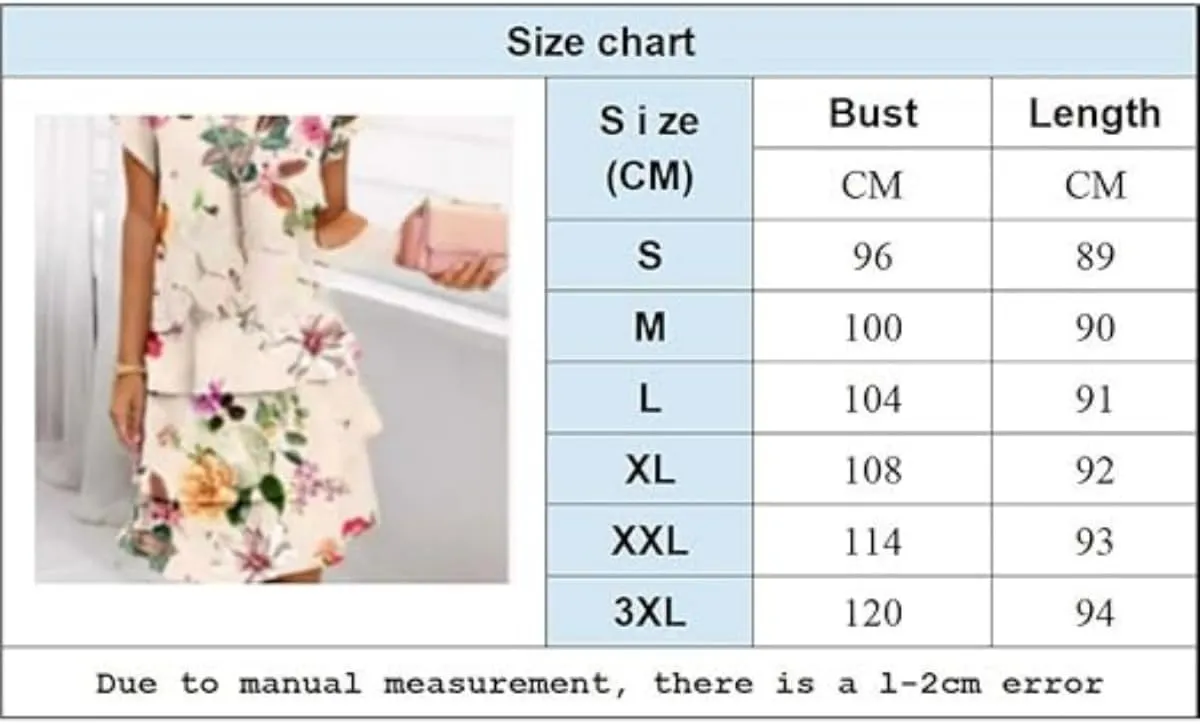 Multi-Plant Floral Print Cascade Dress, Women's Summer Casual Dresses, Women's Casual Bohemian Print Dress