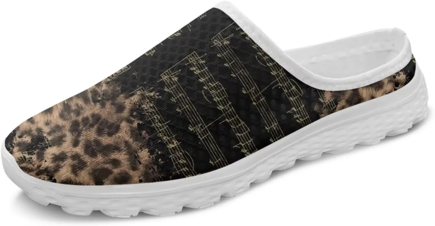 Music Note Y2k Mule Shoes Women Comfortable Memory Foam Sneakers Slip On Loafers Backless Walking Shoes Flat