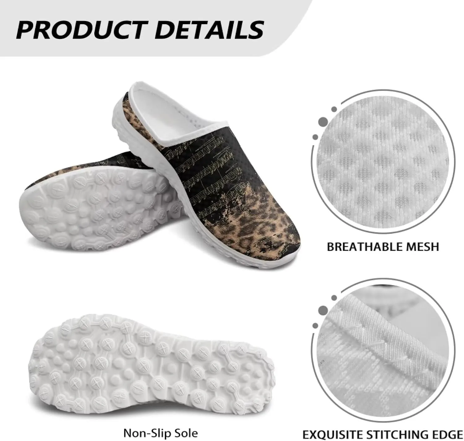 Music Note Y2k Mule Shoes Women Comfortable Memory Foam Sneakers Slip On Loafers Backless Walking Shoes Flat