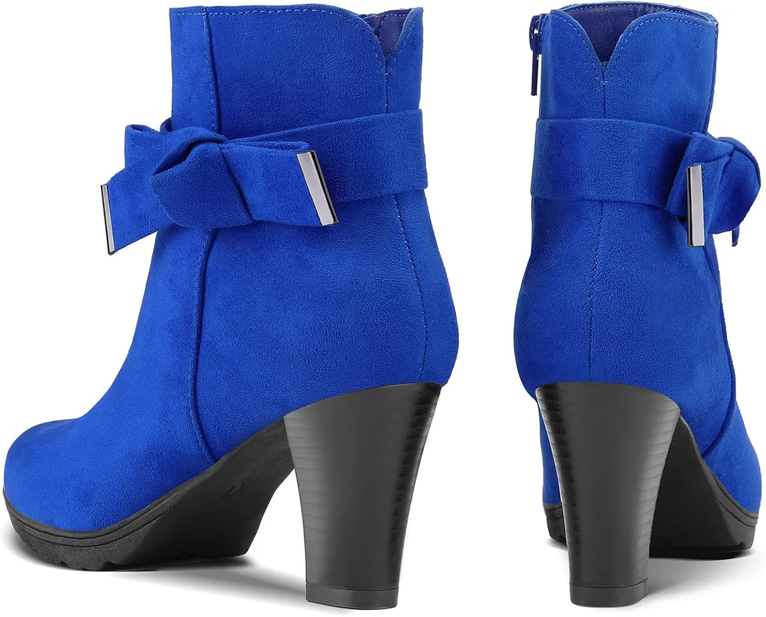 mysoft Women's Booties with Heel, Chunky Stacked Heel Zipper Ankle Boots for Ladies
