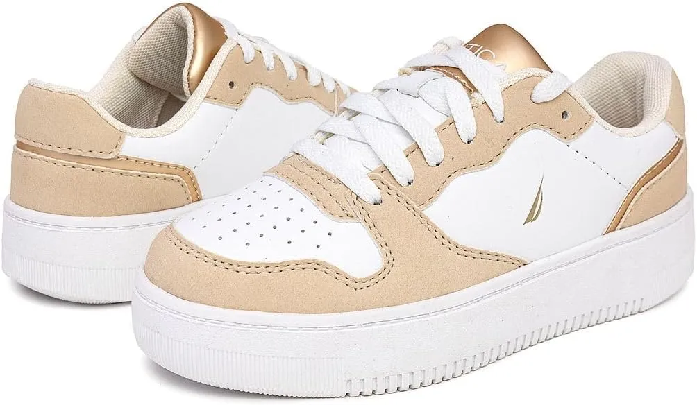 Nautica Girls Fashion Shoe - Lace-Up Low-Top Tennis Sneakers for Big Kids, Little Kids & Toddlers (Regular Heel/Platform Sole)