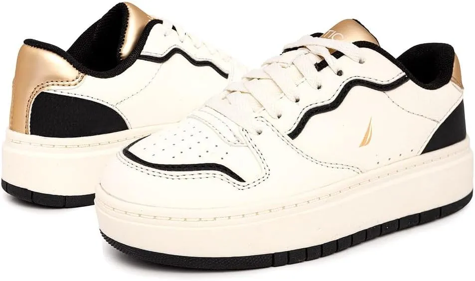 Nautica Girls Fashion Shoe - Lace-Up Low-Top Tennis Sneakers for Big Kids, Little Kids & Toddlers (Regular Heel/Platform Sole)
