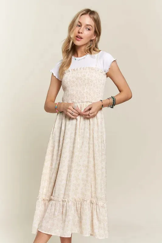 New Summer Smocked Floral Ruffled Hem Cami Dress – Feminine, Charming, Playful, Perfect for Warm Weather and Casual Outings