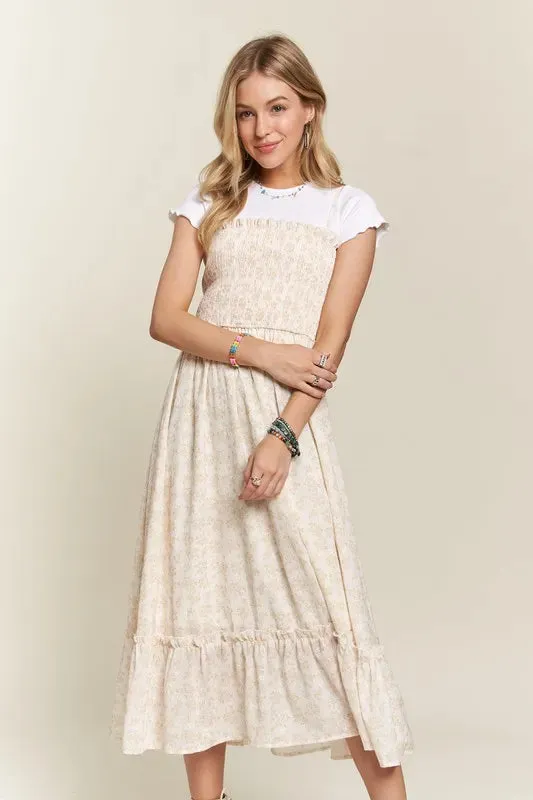 New Summer Smocked Floral Ruffled Hem Cami Dress – Feminine, Charming, Playful, Perfect for Warm Weather and Casual Outings