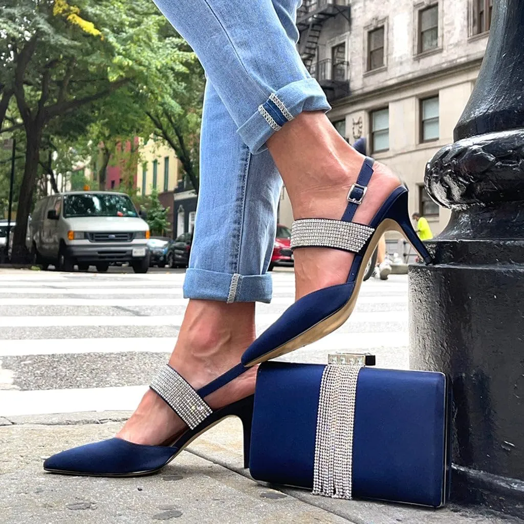 NINA Tenille - Women's Heeled Sandals Shoes - Crystal Pointed-Toe Mid-Heel Dress Pump - Elegant and Comfortable Women's Shoes - Casual and Dress