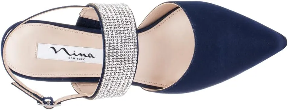 NINA Tenille - Women's Heeled Sandals Shoes - Crystal Pointed-Toe Mid-Heel Dress Pump - Elegant and Comfortable Women's Shoes - Casual and Dress
