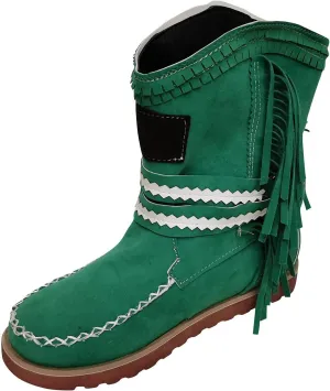 oiangi Fringed Boots Women Ankle Booties - Fashion Suede Round Toe Metal Belt Buckle Platform Flat Short Boots Vintage Casual Outdoor Non-slip Shoes