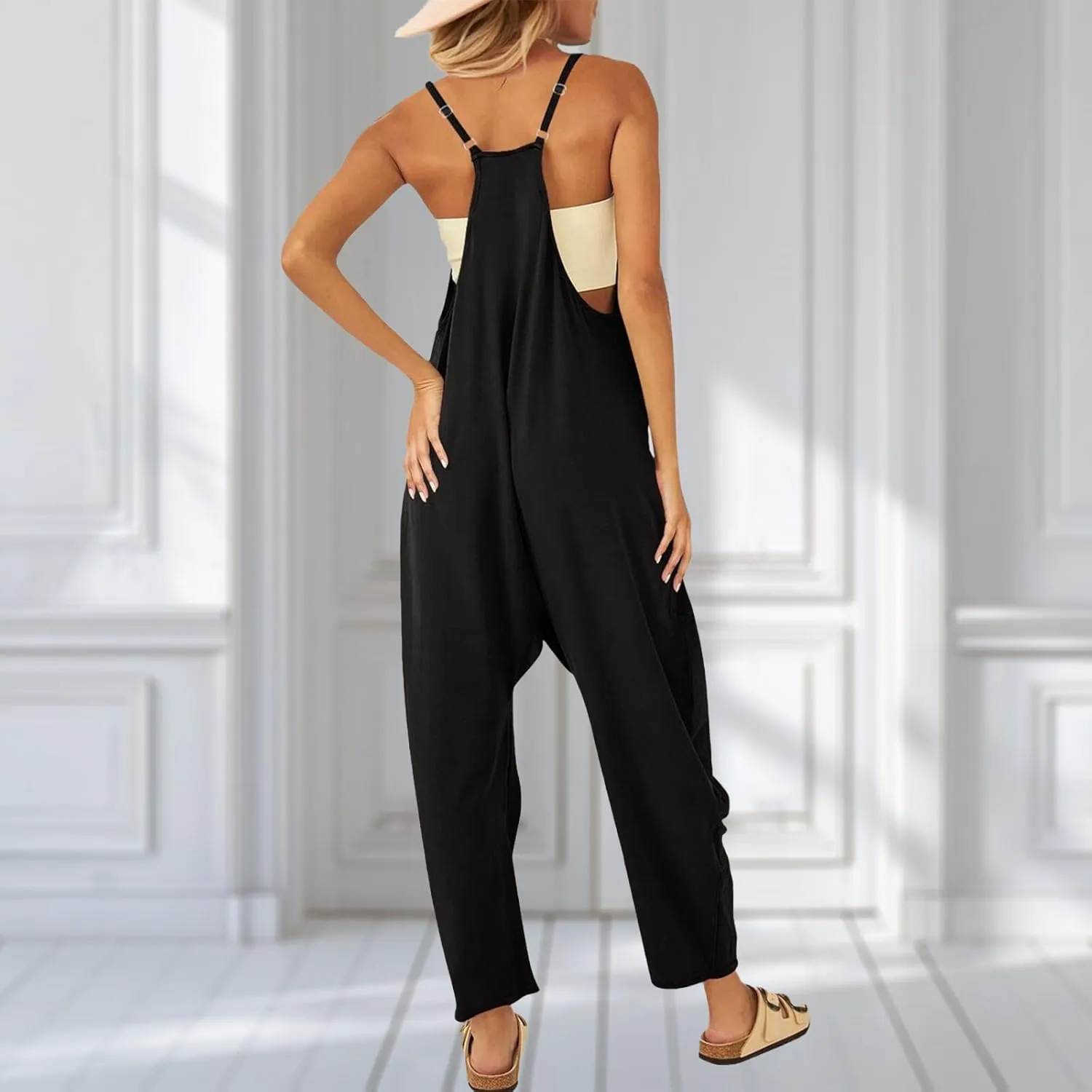 One Piece Jumpsuits for Women Casual Sleeveless Spaghetti Strap Rompers Summer Overalls Beach Vacation Outfits 2025
