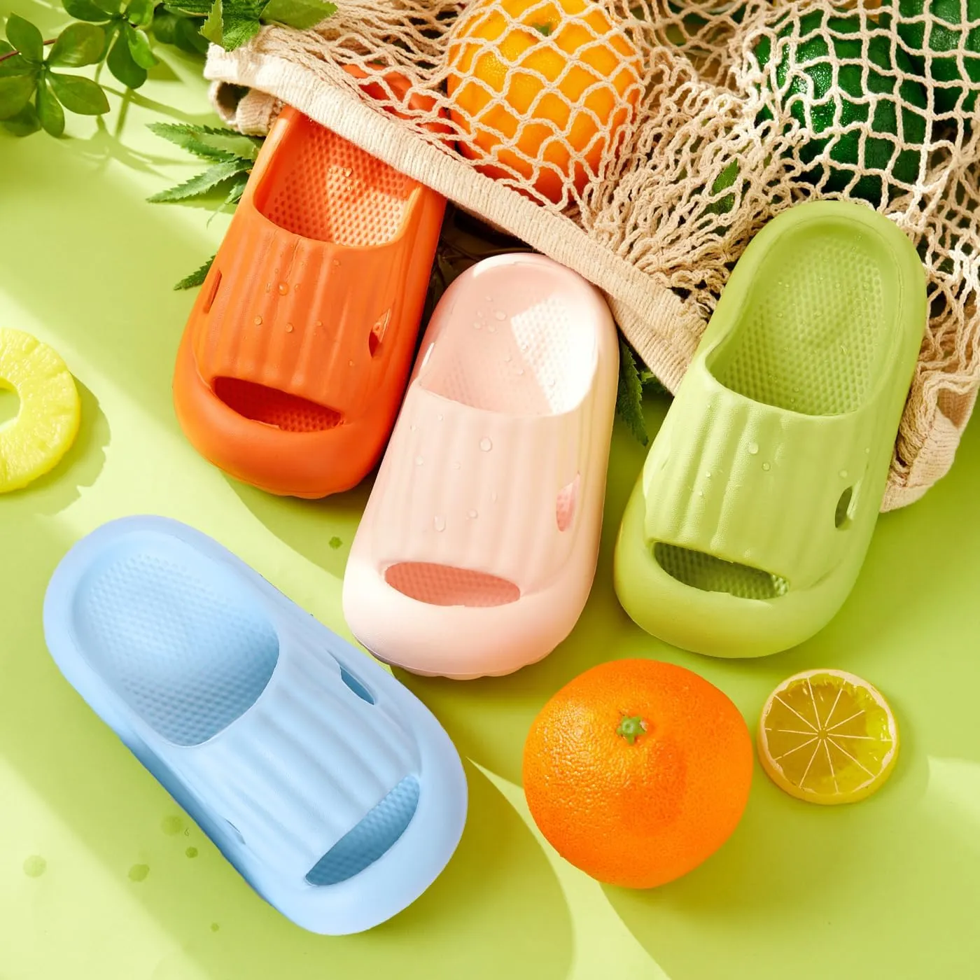 PATPAT Girls Boys Slides Sandals Bathroom Shower Slides Sandal Slip on Summer Beach Pool Pillow Slippers