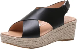Platform Sandals Women Comfortable High Heel Casual Wedge Shoes Dressy Open Toe Ankle Strap Roman Sandal Espadrille Wedges Hawaiian Vacation Beach Breathable 2025 Trendy Walking Slippers