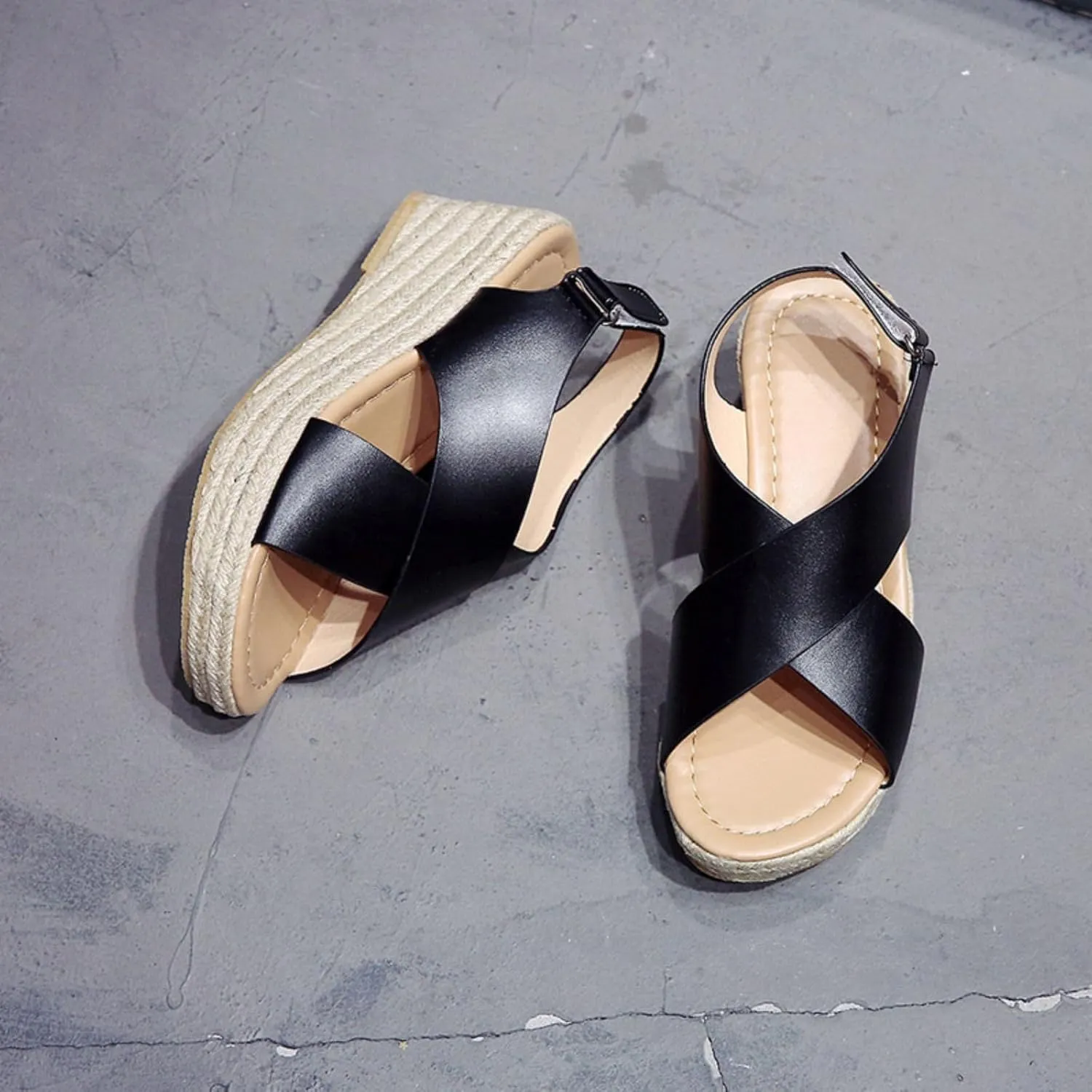 Platform Sandals Women Comfortable High Heel Casual Wedge Shoes Dressy Open Toe Ankle Strap Roman Sandal Espadrille Wedges Hawaiian Vacation Beach Breathable 2025 Trendy Walking Slippers