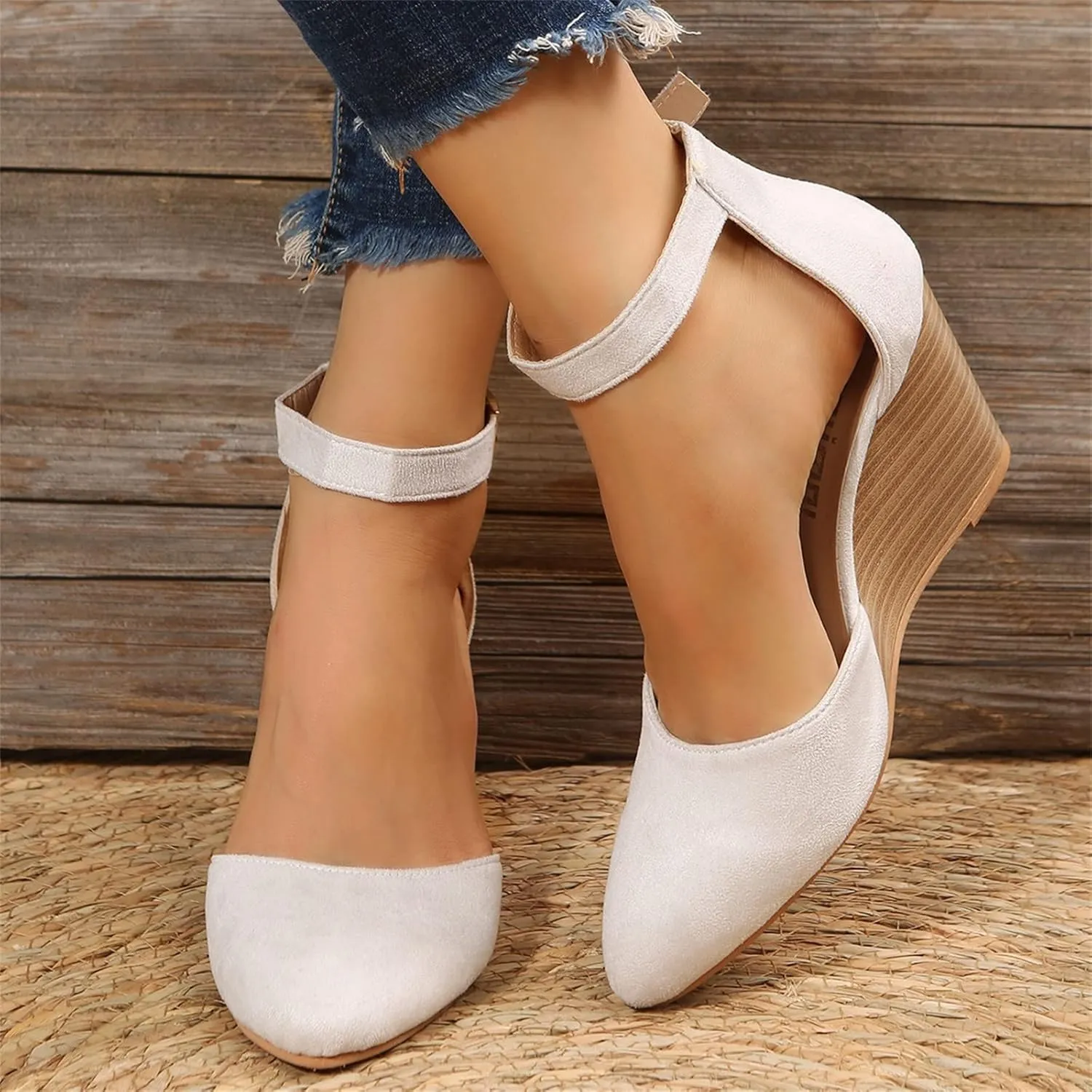 Platform Sandals Women Wedge Backstrap Cork Sole Casual Summer Slides Non-Slip Rubber Outsole 2025 Spring and Summer Vacation