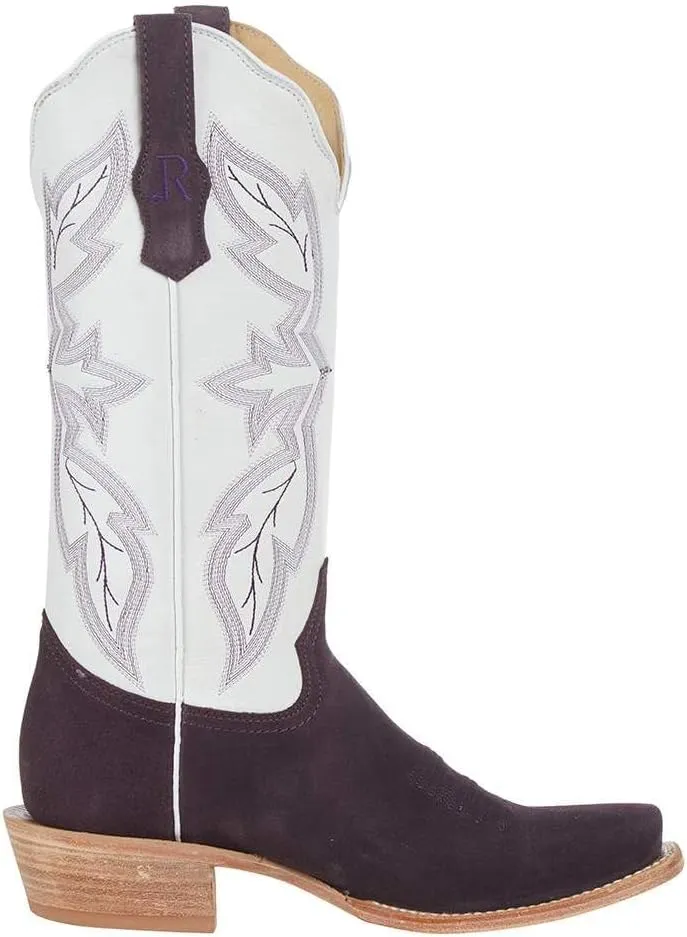 R Womens Plum Roughout 13in White Top Boot