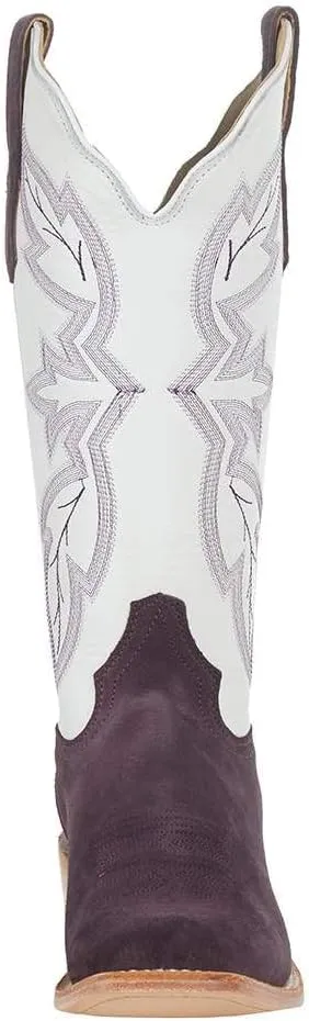 R Womens Plum Roughout 13in White Top Boot