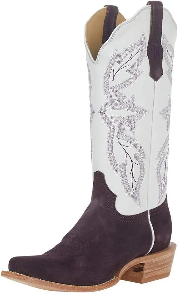 R Womens Plum Roughout 13in White Top Boot