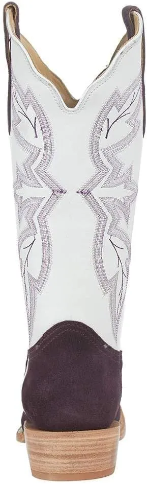 R Womens Plum Roughout 13in White Top Boot