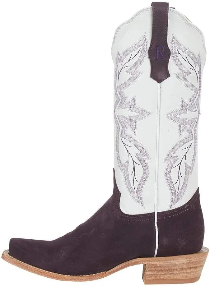 R Womens Plum Roughout 13in White Top Boot
