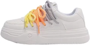 Rainbow Power Kawaii Sneakers | Korean Color Burst Chunky Platform Shoes | Multicolor Laces | Cloud Comfort Sole | Breathable Sporty Design | Women Students, Travel OOTD
