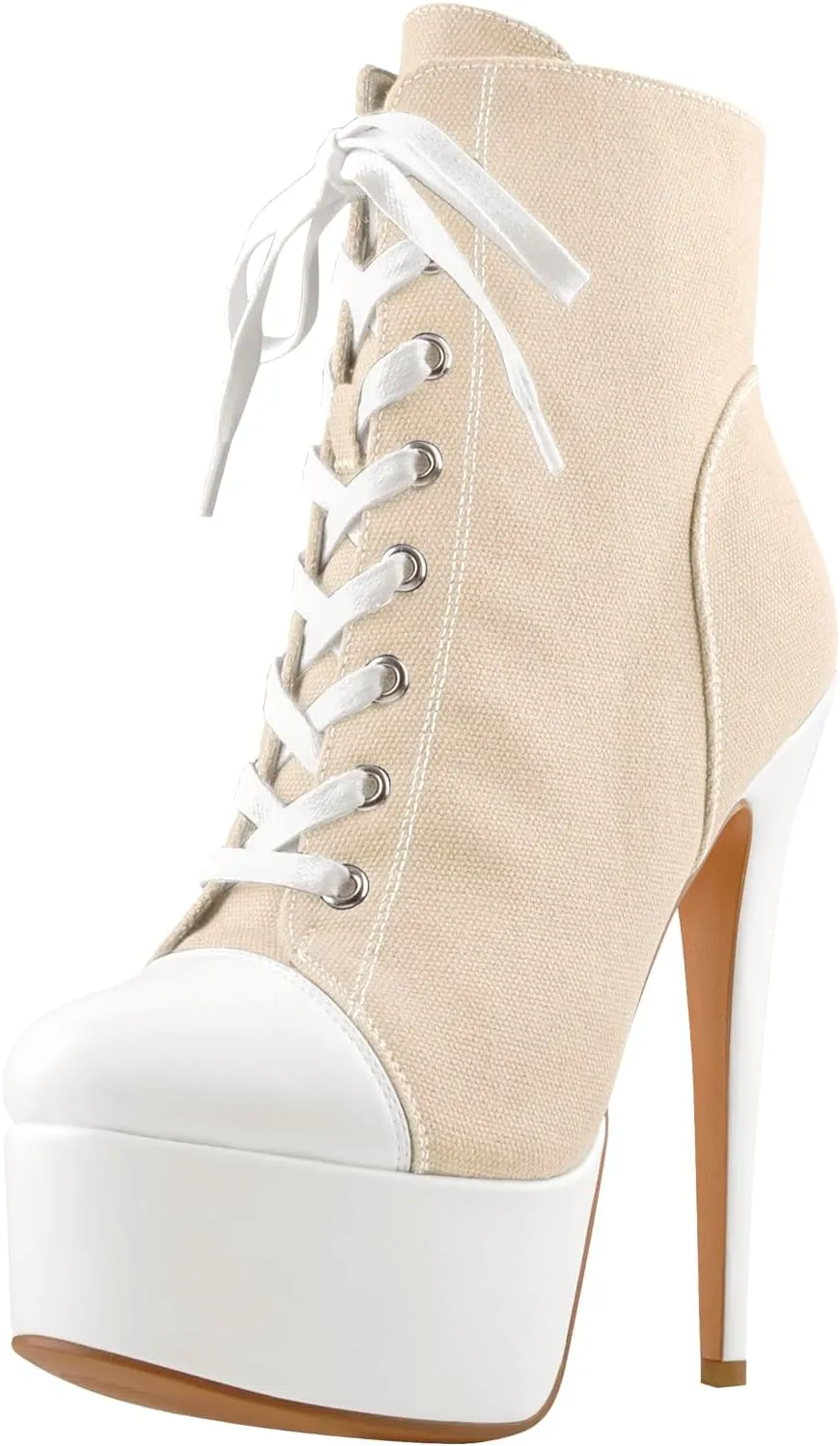richealnini Women's Lace Up Platform Fishnet Stilettos Ankle Booties