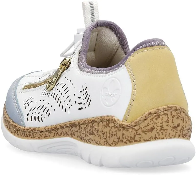 Rieker N42K6 Nikita Slip-On Women's Sneakers - Lightweight Walking Sneakers with Laser Cutouts & Elastic Lacing - Stylish & Flexible for All-Day Comfort