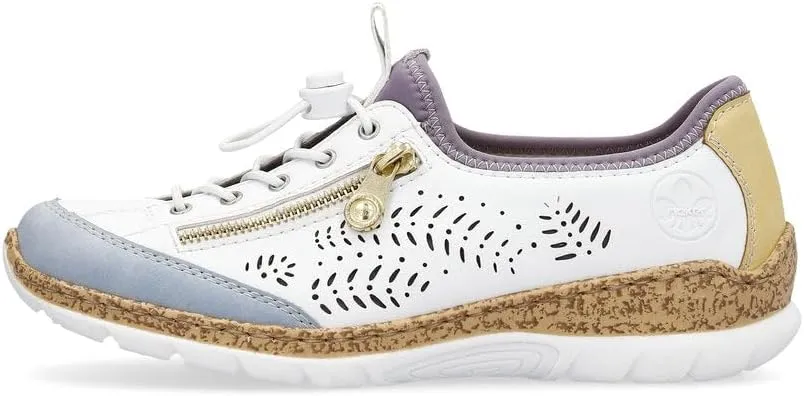Rieker N42K6 Nikita Slip-On Women's Sneakers - Lightweight Walking Sneakers with Laser Cutouts & Elastic Lacing - Stylish & Flexible for All-Day Comfort