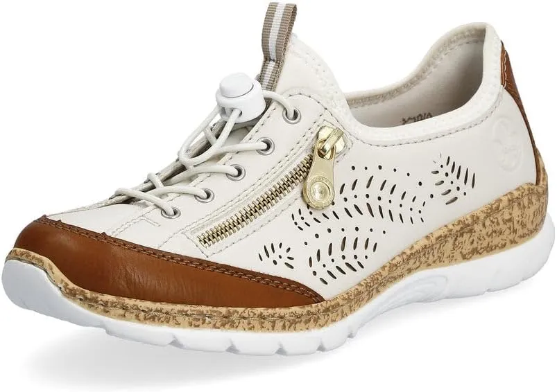 Rieker N42K6 Nikita Slip-On Women's Sneakers - Lightweight Walking Sneakers with Laser Cutouts & Elastic Lacing - Stylish & Flexible for All-Day Comfort